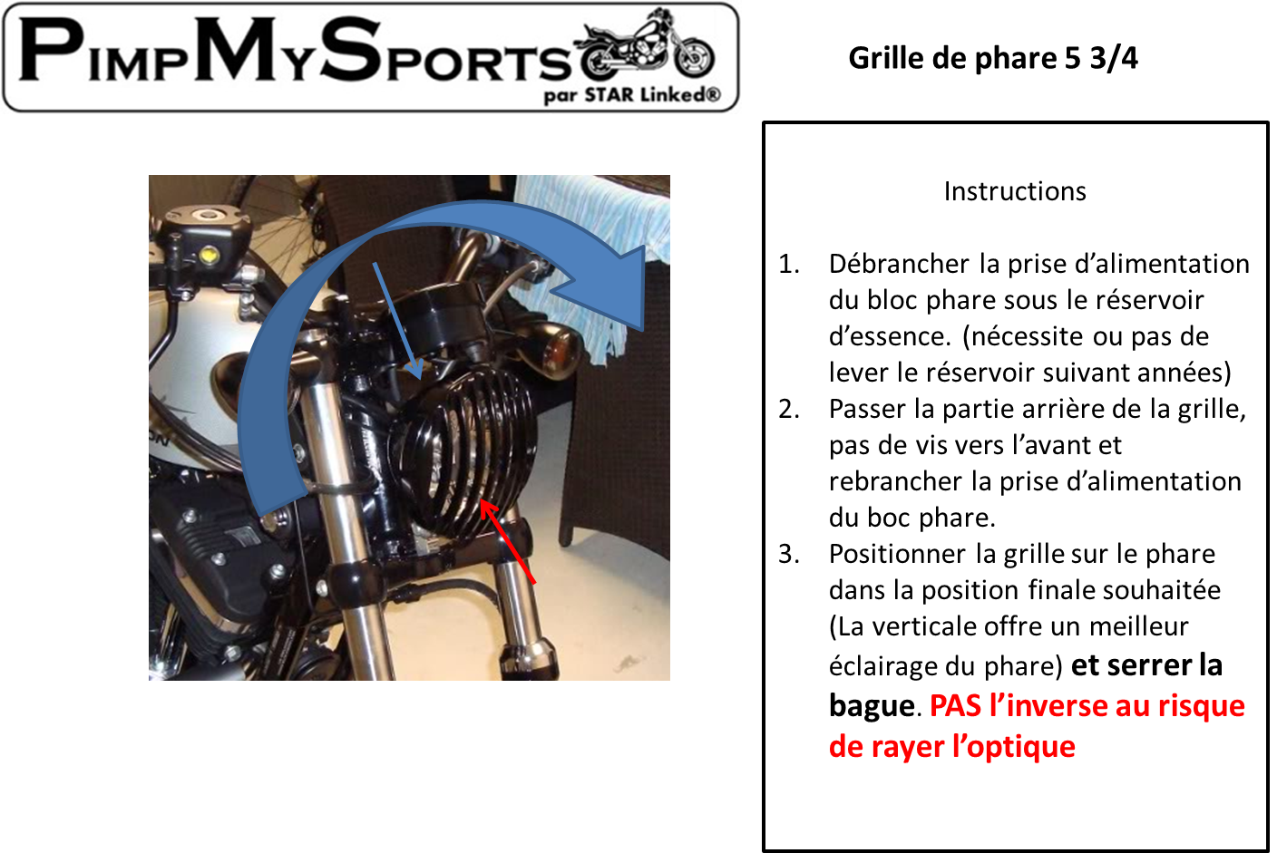 Grille de phare Sportster, mode d'emploi