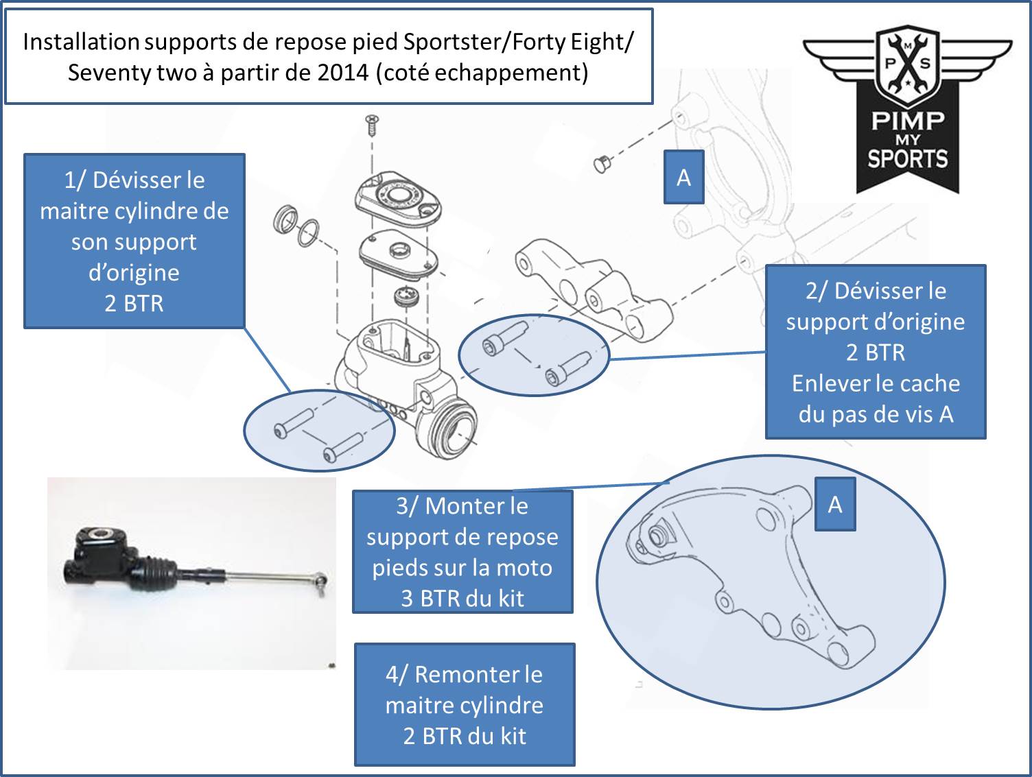 installation support repose pied droit 2014 et plus